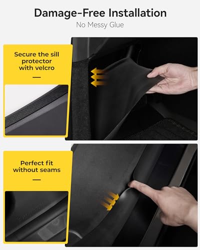 3W Tesla Model Y Juniper 9PCS Door Sill Protector 2025 2026 5 Seat (Not for Premium AWD & Standard) Front, Rear, Rear Bumper, Trunk, Door Entry Guard, Anti-dust Cover, Edge Guards, Model Y Accessories - size: Model Y 2025-2026| 4-Door Sills w/ Bumper
