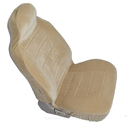BDK Beige Full Cloth High Back Auto Seat Covers Encore Style 2 pc Premium