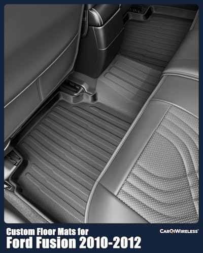 All Weather Floor Mats for Ford Fusion 2010 2011 2012, Custom Fit for Front 2nd Backseat Row Liners for Lincoln MKZ, TPE Heavy Duty Non-Slip Odorless Black Car Accessories for Mercury Milan 2010-2011