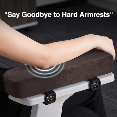 Smiry Ergonomic Office Chair Armrest Pads, Memory Foam Arm Rest Covers, Non-Slip Armrest Cushion with Adjustable Buckles and Straps, Elbow Relief for Desk, Gaming & Wheelchair (Chocolate, Set of 2) - color: Chocolate