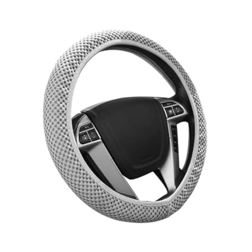 Andalus Brands Elastic Stretch Steering Wheel Cover, Car Accessories for Women and Men - Covers for Honda, Ford, Toyota, Nissan, and More - Universal 15" Size, Microfiber Breathable Polyester (Gray)