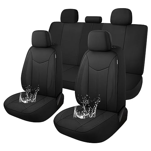 Waterproof Car Seat Cover Full Seats, Neoprene Seat Covers for Cars,Split Bench Compatible Car Interior Covers, Universal Fit Most Car Sedan Truck SUV(Black) - color: Black, size: Full Set