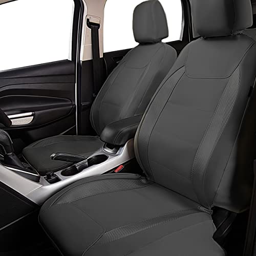 Flying Banner car seat Covers Protects Water Proof Faux Leather Carbon Fiber Fronts Gray Gray - color: Gray Gray, size: Front Pair -- 2PCS