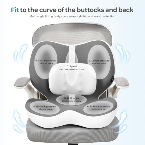 2 in1 Truck Seat Cushion and Lumbar Support Pillow Memory Foam Car Seat Cushion with Adjustable Strap for Truck Driver Long Drives, Fits Semi Truck Seat,Car,Office&Gaming Chair(Grey) - color: Grey