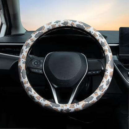 Tan Duck Camo Steering Wheel Cover Auto Leather Steering Wheel Protector, Anti-Slip, Breathable, Absorbing Sweat, Universal Camo Car Accessories 14.5–15 inch,Fit for Most Car, Trucks, SUV - style: Tan Duck Camo