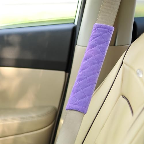 Soft Automotive Seat Belt Cover Seatbelt Shoulder Pad Neck Protector Cushions Universal Fit SUV Trucks Backpack 2 PCS Violet 10.2in - color: Purple, size: 10.2in-2pc