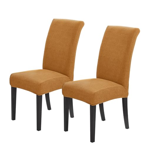 Joccun Chair Covers for Dining Room Set of 2, Dining Chair Slipcovers Stretch Dining Room Chair Covers Seat Protector,Washable Parsons Chair Cover for Home,Hotel,Banquet(Gold,2 Pack) - color: Gold, size: 2 Pack