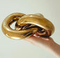 Large Ceramic Gold Knot Statue Décor, Gold Coffee Table Decor, Multi-Angle Abstract Geometric Sculpture Ornament, Modern Home Decor Accents for Living Room, Bedroom, Office