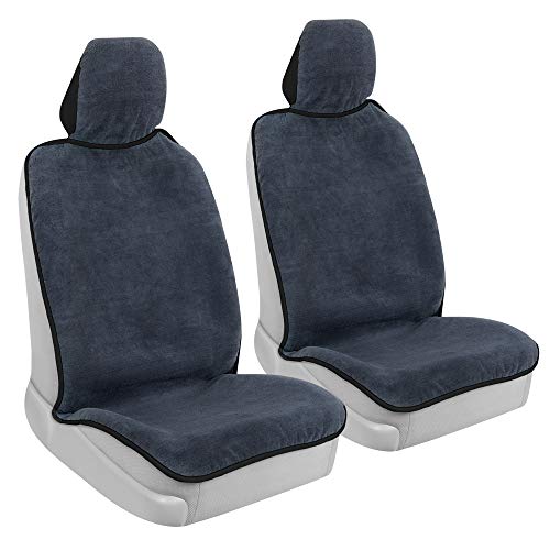 BDK UltraFit Waterpoof Car Seat Towel Cover, 2 Pack with Black Trim – Washable Sweat Seat Protector, Ideal for Gym Swimming Surfing Running Crossfit, Fits Most Auto Truck Van SUV - color: Black Trim, size: 2 Piece Front Seat Cover