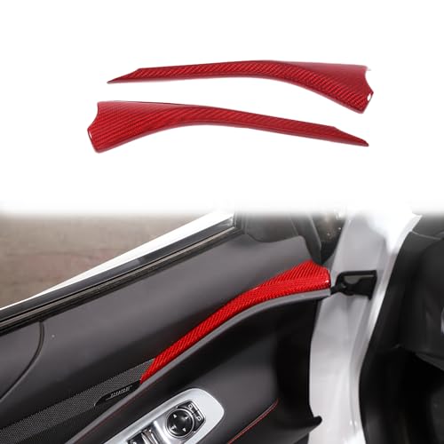 Daeiclru Real Carbon Fiber Car Interior Door Panel Trim Compatible with Chevrolet Corvette C8 2020-2023, Inner Door Decorative Strip, Auto Door Panel Molding Trim Accessories (Red) - style: Red