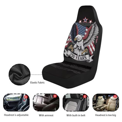 INSTANTARTS 250 Years Car Seat Covers Two Front Seats Only High Back Seat Protector Soft Auto Interior Accessories Compatible with Most Cars,SUV - color: 250 Years Patriotic Eagle