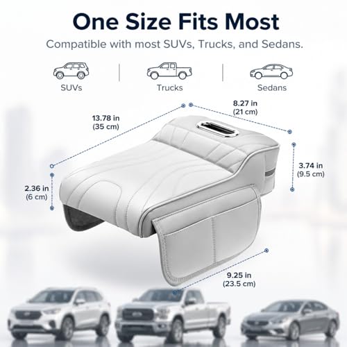 Car Center Console Cover with Tissue Box Holder, Foam Armrest Cover for Car with Side Storage Pockets, Multifunctional Waterproof PVC Leather Car Armrest Cushion Pad, Universal Fit, Black - color: Black-2