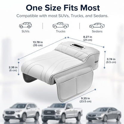 Car Center Console Cover with Tissue Box Holder, Foam Armrest Cover for Car with Side Storage Pockets, Multifunctional Waterproof PVC Leather Car Armrest Cushion Pad, Universal Fit, Black - color: Black-2