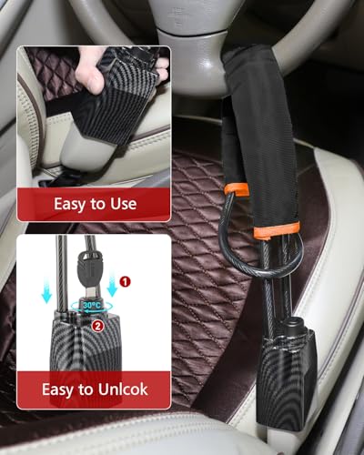2026 Upgraded Steering Wheel Lock, Seatbelt Lock, Universal Anti-Theft Device, Car Lock, Anti-Theft Device with 3 Keys (Black) - color: BLACK2