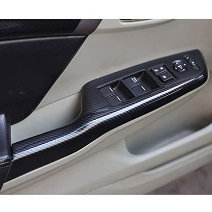for Honda Civic 2012 2013 2014 2015 Carbon Fiber Style ABS Door Window Lift Buttons Cover Trim, Brake Handle Handbrake Cover, Air Condition Panel Cover Trim (Door Window Lift Panel Trim) - style: Door Window Lift Panel trim