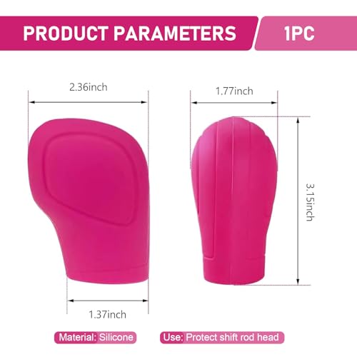 2 PCS Gear Shift Knob Cover, Silicone Anti-slip Scratch-resistant Shift Knob Protector, Water-proof Highly Stretchable Handbrake Cover, for Most Manual Transmission Cars (Pink)