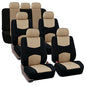 FH Group Flat Cloth Full Set Car Seat Covers Three Row 7 Seater - Universal Fit for Cars, Trucks & SUVs Beige - color: Beige