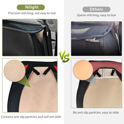 Nilight Car Seat Covers Compatible with 2005-2024 Tacoma Waterproof Wear-Resistant Faux Leather Anti Slip Cushion Set (2 PCS Front Seats Cover) - color: Front Sets 2 Seat, style: Toyota Tacoma 2005-2024
