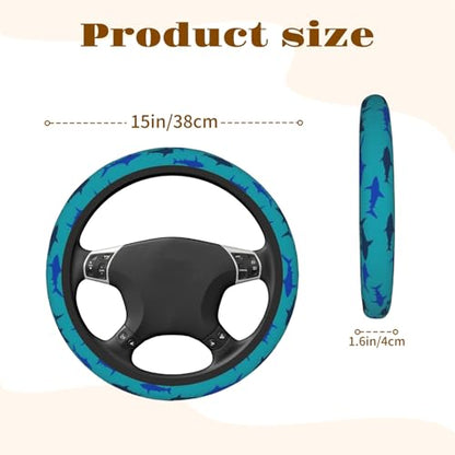 Steering Wheel Cover Accessories Neoprene Cover, Breathable Non-Slip Easy to Install Suitable for Women Men, 14.5-15.5 Inch for Car SUV Van Truck Universal - Cute Shark - color: Cute Shark