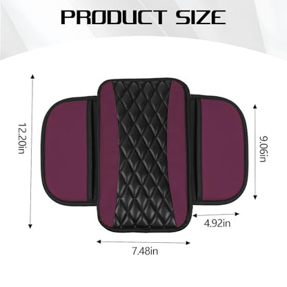 wuyaoyao Car Center Console Cover, 12.2"×7.5" Waterproof Leather Auto Armrest Cover Protector with Side Pockets, Stylish Comfortable Vehicle Arm Rest Box Cushion Pad, Car Accessories (Purple) - color: Purple