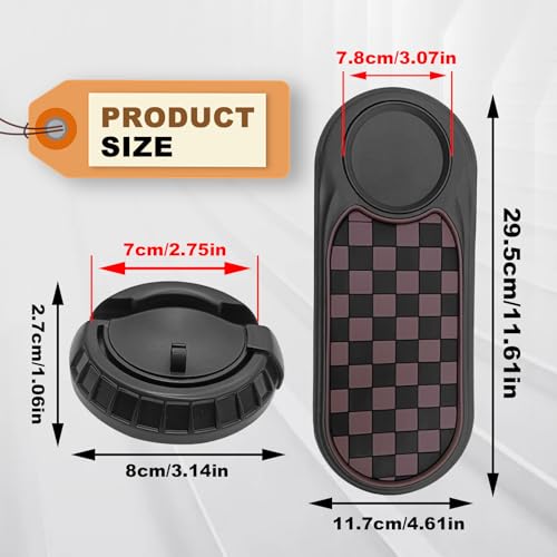 Universal Multifunction Anti-Slip Car Dashboard Mat, Rotatable Car Phone Holder Dashboard Pad with Temporary Parking Number, and Large Pad for Phones Sunglasses (Black+Brown)