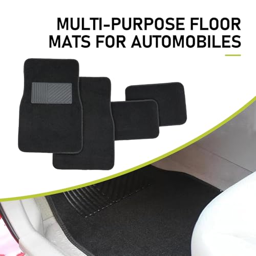 4 PCS Car Carpet Floor Mats, 25.59In x 17.12In, 11.81In x 17.12In, Anti-Slip Durable Vehicle Protective Mat, Universal All-encompassing Floor Pads for Most Cars SUVs (Black)