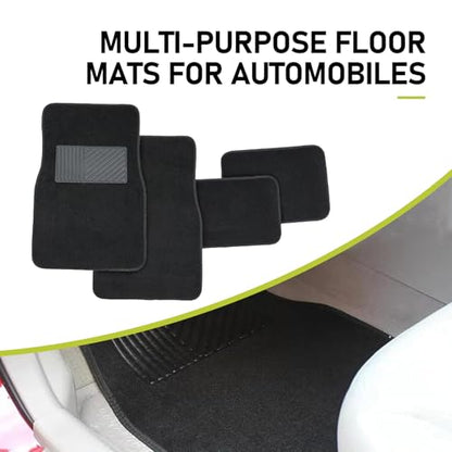 4 PCS Car Carpet Floor Mats, 25.59In x 17.12In, 11.81In x 17.12In, Anti-Slip Durable Vehicle Protective Mat, Universal All-encompassing Floor Pads for Most Cars SUVs (Black)