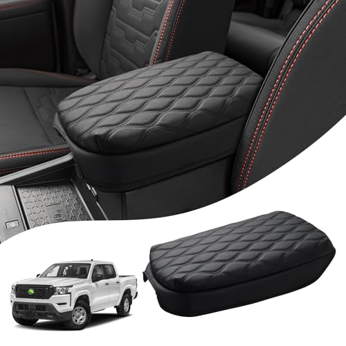 Autorder Center Console Cover for Nissan Frontier 2022-2025 2026 Accessories Armrest Cushion Cover Nappa Leather Middle Console Covers Frontier Console Cushion Pad Anti-Scratch - size: 22-25 Nissan Frontier