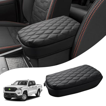 Autorder Center Console Cover for Nissan Frontier 2022-2025 2026 Accessories Armrest Cushion Cover Nappa Leather Middle Console Covers Frontier Console Cushion Pad Anti-Scratch - size: 22-25 Nissan Frontier