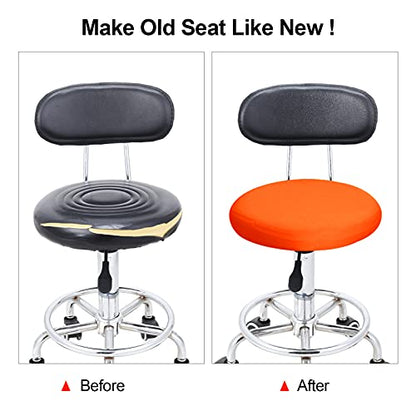 Tatuo Round Bar Stool Seat Covers Washable Stool Cushion Slipcover Elastic Bar Chair Covers for 14-17 Inch Chair (Orange, 4 Pieces) - color: Orange