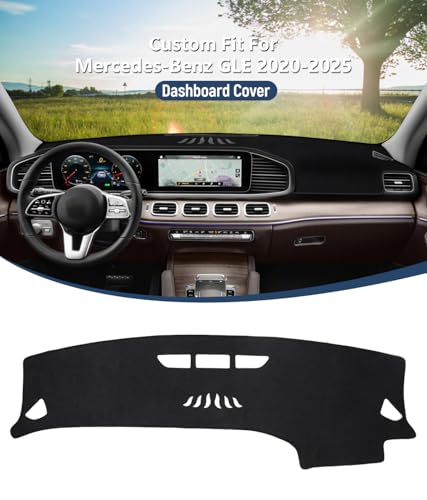 BIBLOZ Dash Cover Mat for Mercedes Benz 2020-2024 2025 2026 GLE Model GLE350 GLE450 GLE450e GLE580 GLE53 GLE63 Accessories Black Flannel Interior Trim Car Dashboard UV Sun (No HUD) - size: 2020-2025 GLE