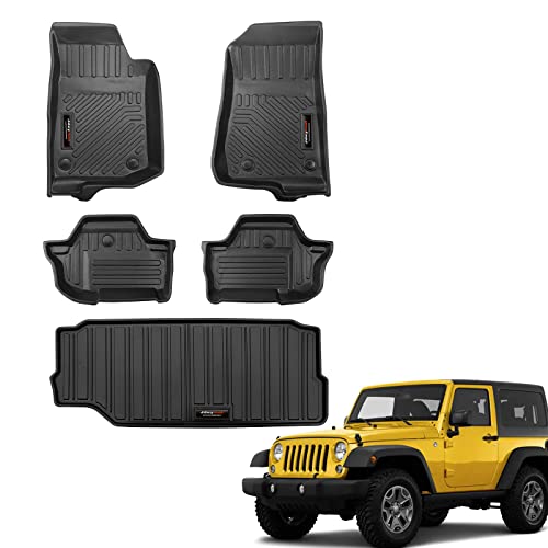 Floor Mats and Cargo Trunk Liner for Jeep Wrangler JL 2 Door 2018-2025 2026 All Weather Floor Liner for Jeep Wrangler Accessories (Only for JL 2 Door) - color: for 2018-2026 Jeep Wrangler JL 2 Door
