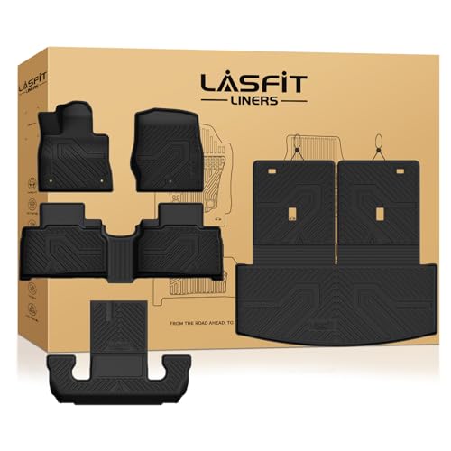 LASFIT Floor Mats & Cargo Liner with Backrest Mat for Ford Explorer 2022-2025 2026 6 Passenger, Custom Fit All Weather Protector TPE Easy Clean Floor Liners, Car Mats for Explorer Accessories, Black