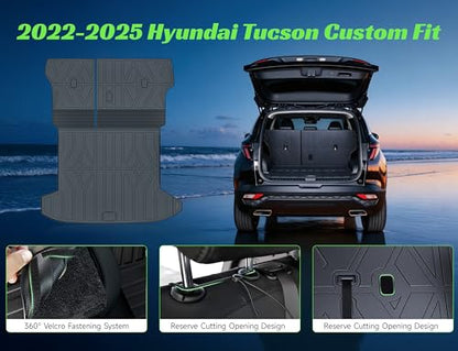 Cargo Trunk Mat with Backrest Mats for Hyundai Tucson 2022-2026,All Weather Protection TPE Heavy Duty Cargo Liner Tucson Accessories,Not for PHEV (Plug-in Hybrid Models) & Tucson N Line - size: Hyundai Tucson 2022-2026