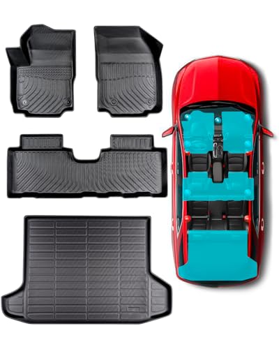 Car Floor Mats for Chevy Equinox/for GMC Terrain 2018-2024 (Not for EV), Cargo Liner Rubber TPE All Weather Full Set Equinox/Terrain Accessories 2018 2019 2020 2021 2022 2023 2024 Black