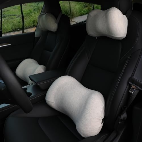Lumbar Support Pillow for car，Car Neck Pillow Kit, Memory Foam Ergonomic Car Headrest and Lumbar Support for Driving Fatigue Relief, Comfort and Support Your Neck and Back