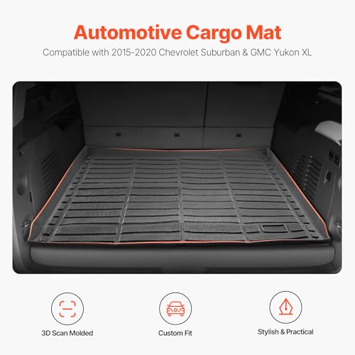 VEVOR Cargo Mat Compatible with Chevrolet Suburban & GMC Yukon XL 2015-2020, Precise Fit Trunk Mat for SUVs, TPE Trunk Protector Replacement, Black (1PCS) - style: Chevy Suburban/GMC Yukon XL 2015-2020
