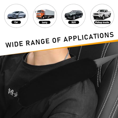 6 PCS Fluffy Steering Wheel Covers Set, 15'' Furry Car Wheel Cover, Soft Gear Shift & Handbrake Cover, Center Console & Seat Belt Shoulder Pads for Women, Car Accessories (Black)