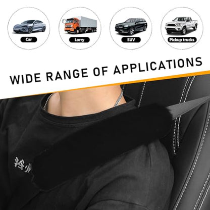 Ohleats 6 PCS Fluffy Steering Wheel Covers Set, 15'' Furry Car Wheel Cover, Soft Gear Shift & Handbrake Cover, Center Console & Seat Belt Shoulder Pads for Women, Car Accessories (Black) - color: Black