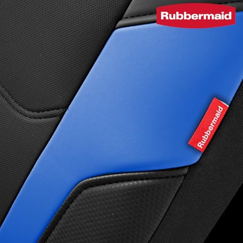 Rubbermaid Leather Car Seat Cover – Universal Front Seat Cover, Airbag Compatible, Easy to Install, Water-Resistant and Durable Automotive Seat Cover for Cars, Trucks, SUVs, Vans – Blue - color: Blue