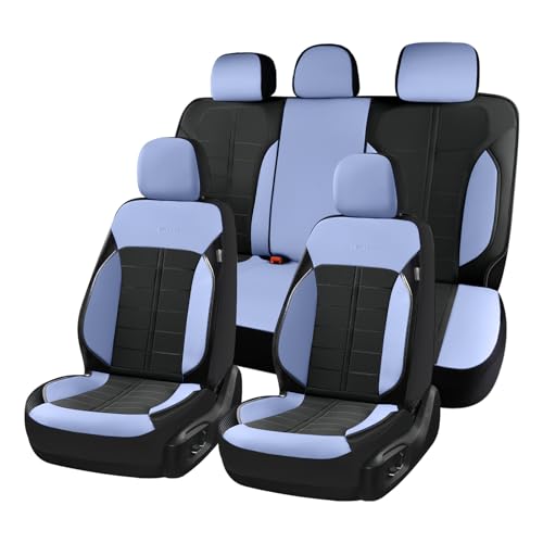 Coverado Leather Seat Covers Full Set Automotive Front and Back Seat Covers Waterproof Car Seat Cushion Protector Universal Fit for Most Cars SUV Trucks, Blue&Black - color: BlueB, size: FullSet