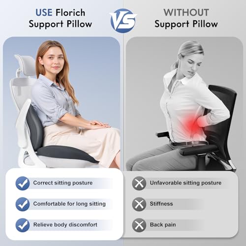 Seat Cushion and Lumbar Support Pillow for Office Chair Car, Ergonomic Memory Foam Back Support for Office Gaming Chair Driving Seat Wheelchair, Relieves Neck, Back & Sciatica Pain – Gray - color: Gray, size: Seat Cushion&Lumbar Pillow