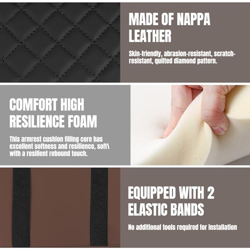Hovom Car Center Console Cover, 13.39"×7.87"×2.76" Leather Armrest Cover for Cars, Memory Foam Armrest Pillow with Pocket, Cup Holder & Phone Slot, Universal Vehicle Arm Rest Cushion Pad (Coffee) - color: Coffee