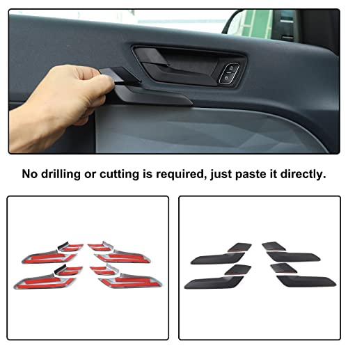 Aunginsy 8Pcs Car Inner Door Handle Switch Panel Trim Cover Compatible with Ford Maverick 2022-2025 Pickup Front Rear Door Handle Bowl Frame Panel Protector Decorative Sticker ABS Interior Accessories - color: Matte Black