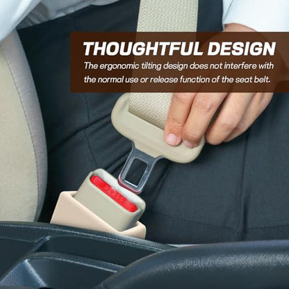 2PCS Car Seat Belt Buckle Holder, Easy Access Silicone Auto Seatbelt Buckle Booster, Seat Belt Buckles Fixer Cover Makes Receptacle Stand Upright Buckling for Kids, Car Accessories (Khaki) - color: Khaki