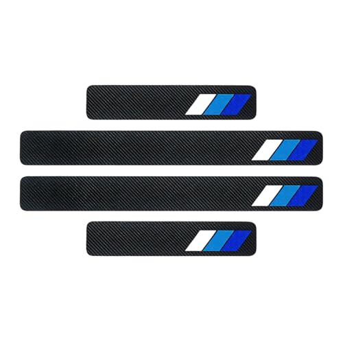 ZIMISI 4PCS Tri-Color Door Sill Protectors, Anti-Scratch Carbon Fiber Entry Step Guard Sticker, Universal Car Front/Rear Door Threshold Protection Stripe for Most Vehicles (Blue) - color: Blue