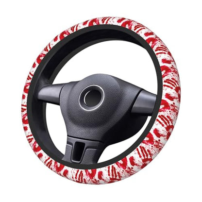 Bloody Handprints Blood Stains Splashes Halloween Car Steering Wheel Cover,Non-Slip Elastic Neoprene-Sweat Car Accessories,Universal 15 Inch Fit Auto, Vans Trucks,Suvs, Truck - color: Bloody Handprints