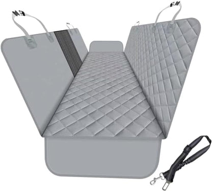 GXT Dog Back Seat Cover Protector for Cars SUV and Trucks with Mesh Window, Scratchproof Nonslip and Waterproof Material - color: Grey, style: Seat Cover and Dog Seat Belt