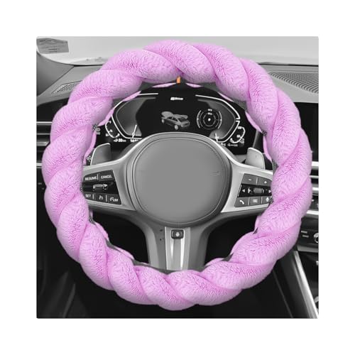 Fluffy Car Steering Wheel Cover, 15 Inch Anti-Slip Twisted Fuzzy Auto Wheel Protective Cover, Comfortable Soft Plush Steering Wheel Protector Interior Decor for Most Vehicles (Purple) - color: Purple