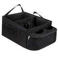 Car Passenger Seat Organizer, Collapsible Oxford Fabric Car Organizer with Partitions & 2 Cup Holders, Multi-Purpose Large Capacity Storage Box for Front & Back Seats